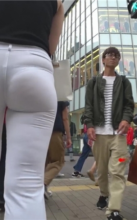 紧身白裤OL性感饱满性感