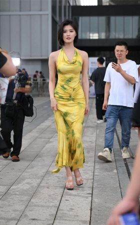 淡雅黄色长裙