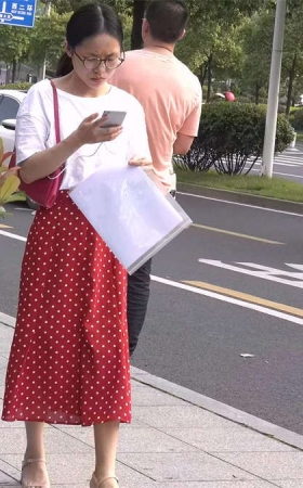 凉高跟，斑点长裙知性美女 3