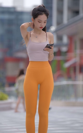 M946黄色瑜伽裤小妹-279G-4K