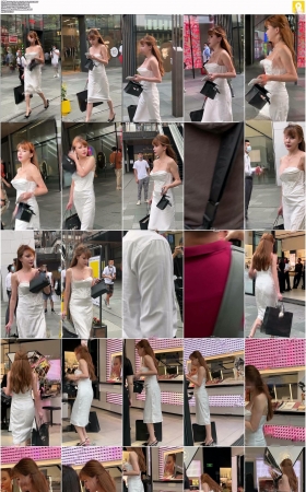 竖版4K街拍视频 ，逛街的吊带白裙美女 [7P]