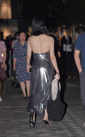 露背银色长裙、气质高雅美女 [11P]