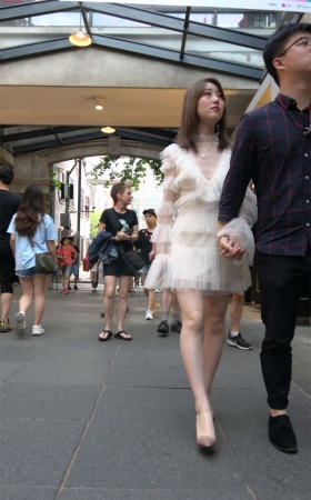 白色连衣裙高跟鞋美女