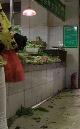 白裤少妇菜市场买菜