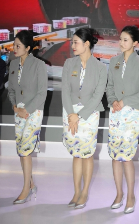 海航空姐合影海天祥云灰丝银细高跟高级国际范 10P