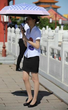 阳光下新空乘肉丝高跟制服面试空姐 10P