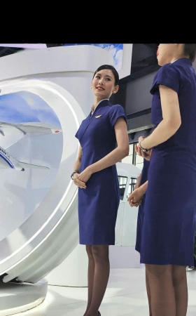 4K航空大会深航商务舱制服空姐咖啡丝形象身材在线 3P