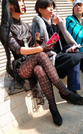 超性感街拍黑丝cosplay美女
