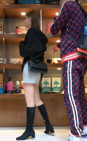 娇小玲珑的灰色短裙气质小姐姐