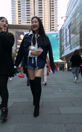 超短牛仔热裤长靴MM