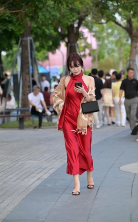 街拍红色长裙贵妇 [20P]