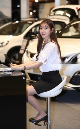[辉辉赛贴-韩国改装车展]温婉恬淡的银葱丝袜前台妹子 [16P]